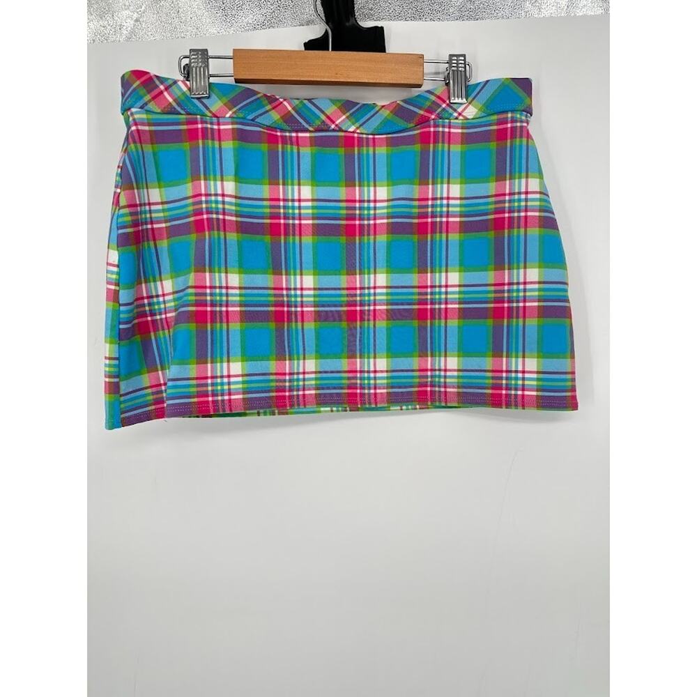 Lilly Pulitzer Madras Plaid Micro Mini Skirt Stretch Size Small Pull On Preppy